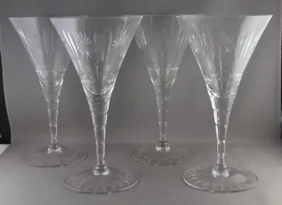 Four (4) Etched Starburst  Martini Glasses 7.25  Tall • $32