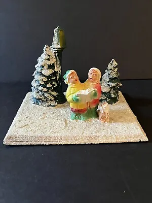 Vintage Christmas Chalkware Carolers Trees Lamp Post Dog Display Kitschy Cute • $26