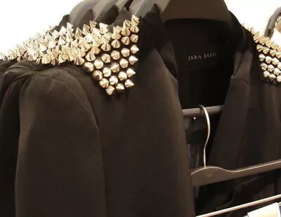 Genuine Zara Stud Studded Spike Long Line Blazer Jacket Coat Size Medium M • £77.20