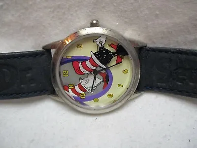 Dr. Seuss Collectible Watch Black Buckle Band Silver Toned • $84