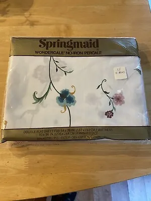 VINTAGE SPRINGMAID Floral Wondercale Percale Flat Sheet Full Or Queen - NEW! • $25