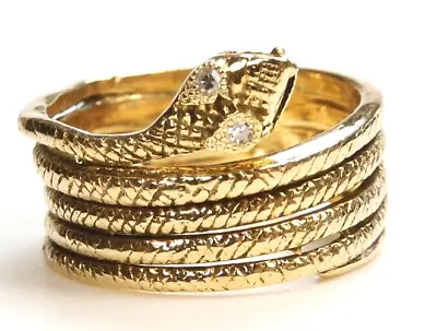 Antique Art Deco Diamond Cobra Snake Ring 13K Yellow Ring Size 6.5 UK-M1/2 .506  • $699