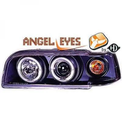 LHD Headlight Projector Pair Angel Eyes Clear Black For Volvo 840 850 91-96 • $347.71