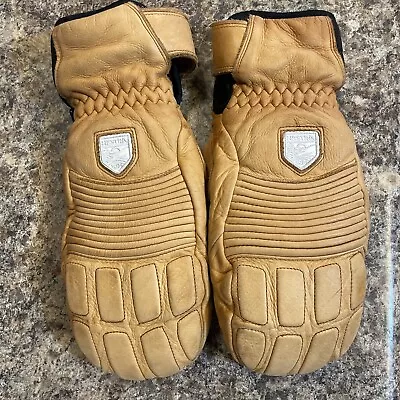 Vtg HESTRA Tan LEATHER Snowboard SKI MITTENS Gloves MENS 9 Medium • $42