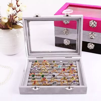 Velvet Jewelry Organizer Case Box Holder Stand Storage Earring Ring Display • £10.99