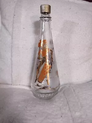 Vintage Seagrams Royal Crown Whiskey Bottle Etched Painted Caribbean • $6.99