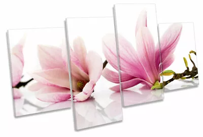 Floral Flowers Magnolia Pink Print MULTI CANVAS WALL ART Picture • $99.99