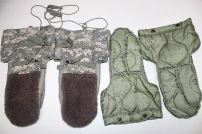 US Military Issue ACU Camouflage Extreme Cold Weather Mittens Gloves & Liner Set • $26.95