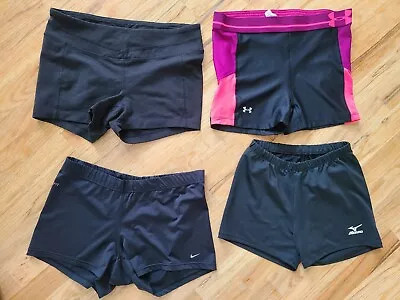 Lot Of 4 VOLLEYBALL Shorts BLACK Medium Mizuno Under Armour Nike Lucy. Euc!!! • $39