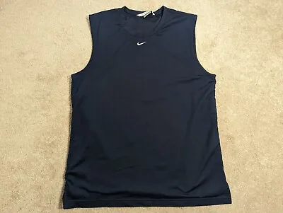 Nike Shirt Mens Large Blue Vtg Sleeveless Mesh Gym Muscle Tee Center Swoosh • $29