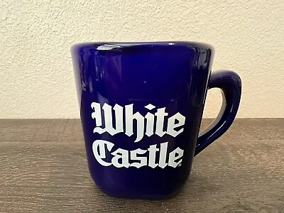 Vintage White Castle Square Coffee Mug Cup 4  Tall Blue 1995 • $8