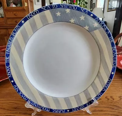 America The Beautiful Dinner Plate (s) 11  Sakura Warren Kimble Stoneware Blue ! • $7.76