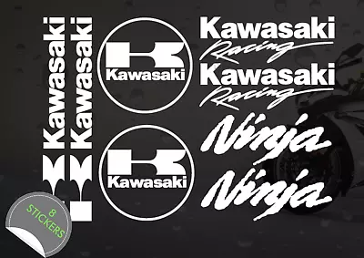 X 8 Kawasaki Ninja Decal Sticker Set - For Motorcycle Motorbike Bike Helmets • £8.89