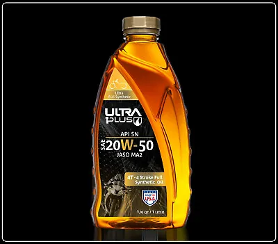 Ultra1Plus SAE 20W-50 Full Synthetic 4T Motorcycle Oil API SN JASO MA2 (Quart) • $15.98