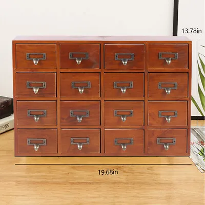 16 Drawers  Vintage Tabletop Library Card Catalog Cabinet Apothecary Storage Box • $67