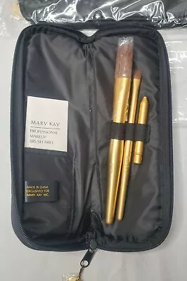 Lot Of 2 NEW.. MARY KAY BRUSH SET Velvet BLACK TRAVEL BAG Fold W/  6 Brushes  • $25.63