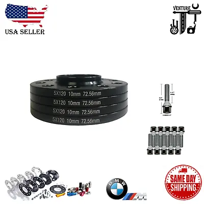 $57.99 • Buy 2PC HUB CENTRIC SPACERS 5x120 10MM BORE 72.56MM + 12X1.5 BOLTS [FITS: BMW]