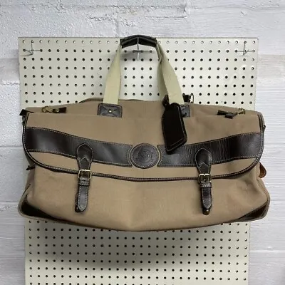 Ford + Eddie Bauer Edition Duffle Bag Beige Canvas W/ Leather Accents • $28.99