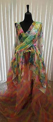 $3495 • Buy Ethereal Rainbow Garden Fairy Floral Lehenga Saree Sari Bridal Wedding Ballgown 