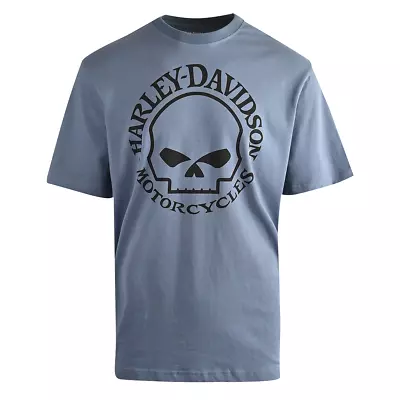 Harley-Davidson Men's T-Shirt Heather Federal Blue Skull Short Sleeve (S57) • $21.26