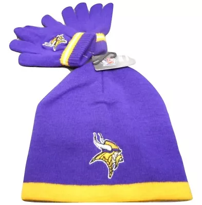 NFL Team Apparel  Minnesota Vikings Kids Beanie Hat & Gloves Set NWT $15 • $5.99