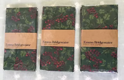 £49.99 • Buy BNIP 3 X Packs Of Emma Bridgewater Green Hawthorn Berries 2 Linen Blend Napkins