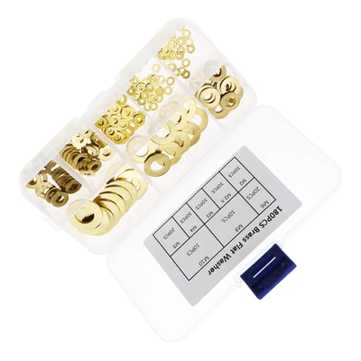 £11.06 • Buy 180x Brass Flat Washer Assortment Set M2 M2.5 M3 M4 M5 M6 M8 M10 Seal Rings