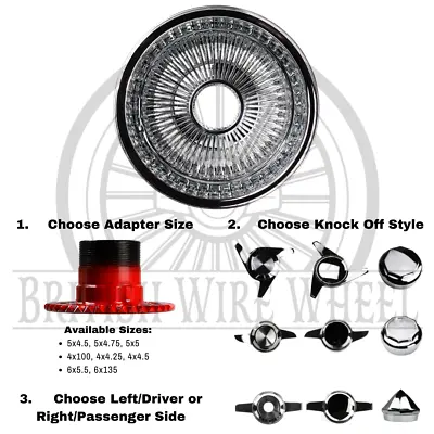 Lowrider Wire Wheel 13 X 7 Reverse 100 Spoke W/ Adapter & Spinner Cap SINGLE • $280