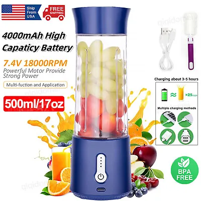 USB Rechargeable Portable Blender 17 Oz Juice Cup For Shakes And Smoothies • $19.99