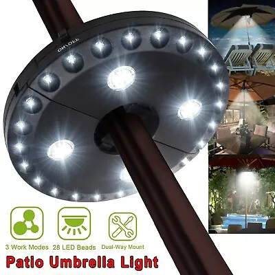 Patio Umbrella Light With 3 Brightness Mode 28 LED Lights Outdoor Camping Use • $17.99