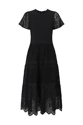 Decjuba Black Broderie Midi Dress Size 8 AU • $130