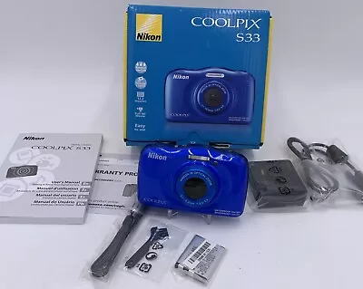 Open Box New - Nikon Coolpix S33 13.2MP Waterproof Camera - BLUE - 018208264964 • $151.49