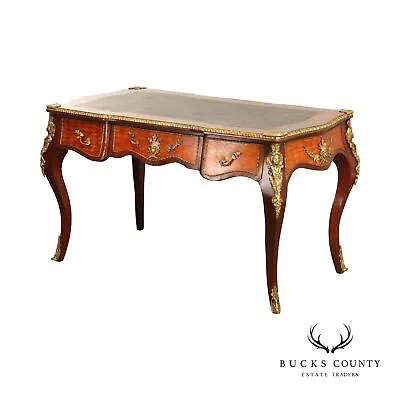 French Louis XV Style Leather Top Bureau Plat Writing Desk • $1695