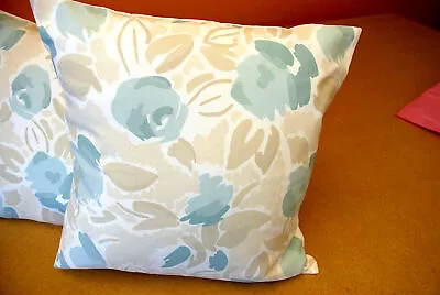 Two Handmade Reversible Cushion Covers In Laura Ashley Emma Duck Egg • $41.93