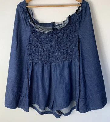 $24.95 • Buy Alice McCall Too Good Playsuit Blue Denim Oversize Bell Sleeves Size 10 12