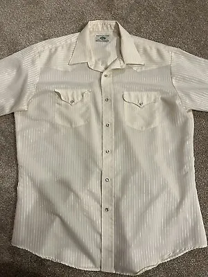 Vintage Mesquite Niver Western Wear Button White Pearl Snap Shirt Cowboy Mens XL • $20
