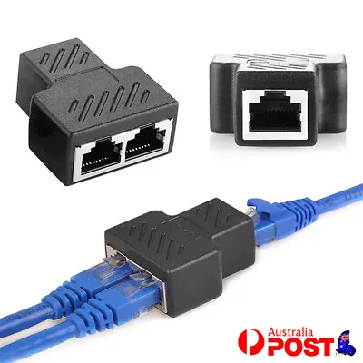 RJ45 Ethernet LAN Network Y Splitter Double Adapter Cable Connector For CAT5/6/7 • $8.24