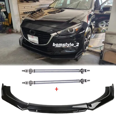 Front Bumper Lip Spoiler Splitter Body Kit + Strut Rods For Mazda 2 /323 /6 /626 • $115.11