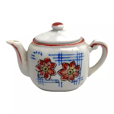 Vintage Porcelain Miniature 3” H X 3.25  W Hand Painted Asian Teapot Japan Mini • $28