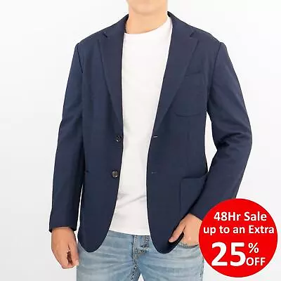 TM Lewin Mens Blazer Navy Blue Smart Casual Lightweight Jacket Cotton Mix Slim • £44.96