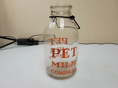 $45 • Buy Vintage 1938 Pet Milk Company Pyroglazed Round Half Gallon Milk Bottle