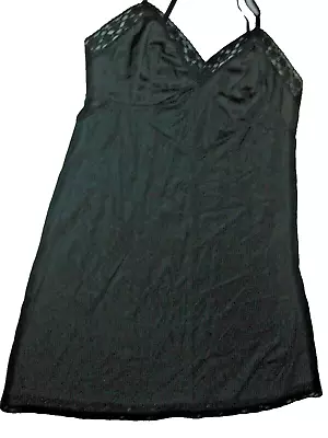 Vintage USA Vanity Fair Full Slip Silky Nylon Black  With Lace Size 38   EUC • $15.95