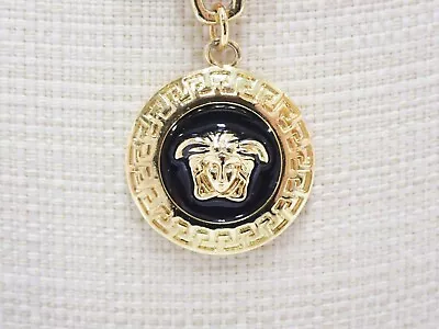 Versace Medusa Necklace Pendant Greca Gold Tone Metal • $262.60