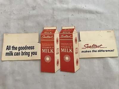 SEALTEST MILK Vintage Cardboard Wrapper Sign With Milk Cartons • $29.95