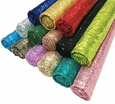 £1.99 • Buy Sequin Fabric 3mm Glitter Bling Material 130cm Wide 2W Stretch Meter 1/2 Quarter