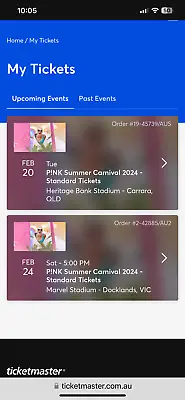 PINK CONCERT TICKETS MELBOURNE X 2 • $700