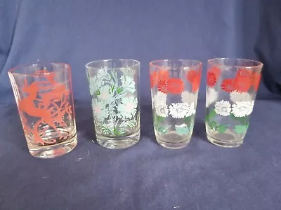 Lot Of 4 Vintage Swanky Swigs Juice Glasses- Gazelle Flowers • $7.75