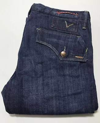 VIGOSS Low Rise Stretch Wide Leg Flare FLAP POCKET Blue Jeans Size 7 • $25.99