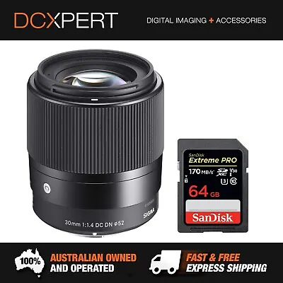 $459 • Buy Sigma 30mm F/1.4 Dc Dn Contemporary Lens For Sony E-mount (4302965) + Sd Card