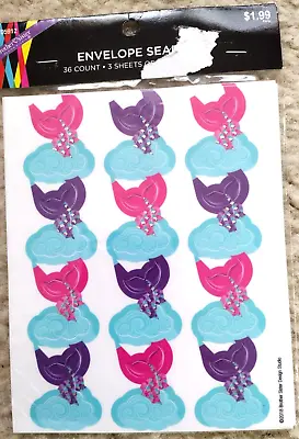Brother Sister Design Studio Envelope Seals - Pink & Purple Mermaid Tails In H2O • $1.50